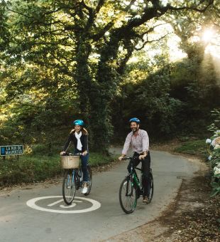 A couple cycling in Jersey