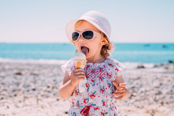 young girl eating Jersey ice cream